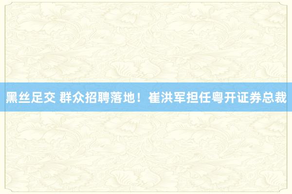 黑丝足交 群众招聘落地！崔洪军担任粤开证券总裁