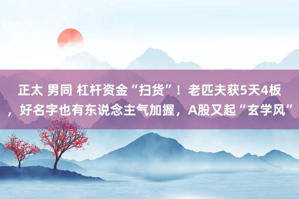 正太 男同 杠杆资金“扫货”！老匹夫获5天4板，好名字也有东说念主气加握，A股又起“玄学风”