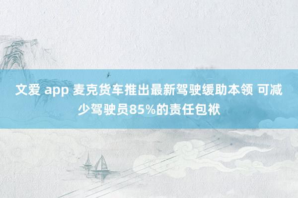 文爱 app 麦克货车推出最新驾驶缓助本领 可减少驾驶员85%的责任包袱