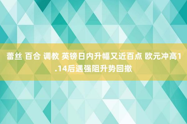 蕾丝 百合 调教 英镑日内升幅又近百点 欧元冲高1.14后遇强阻升势回撤