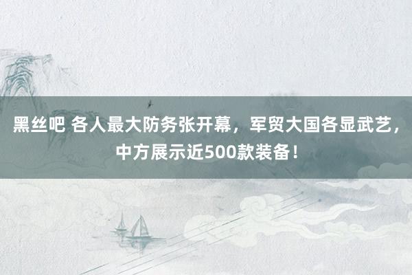 黑丝吧 各人最大防务张开幕，军贸大国各显武艺，中方展示近500款装备！