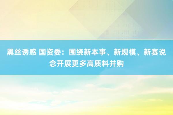 黑丝诱惑 国资委：围绕新本事、新规模、新赛说念开展更多高质料并购