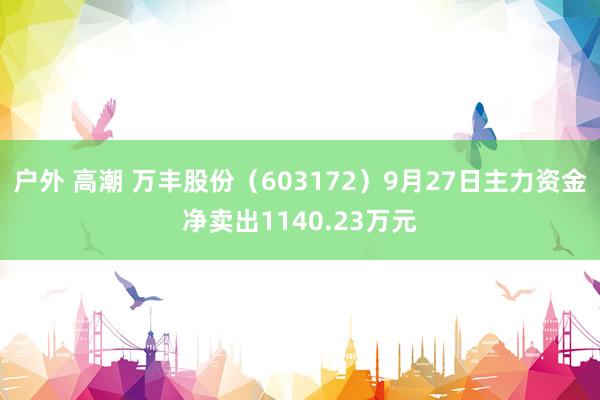 户外 高潮 万丰股份（603172）9月27日主力资金净卖出1140.23万元