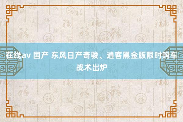 在线av 国产 东风日产奇骏、逍客黑金版限时购车战术出炉