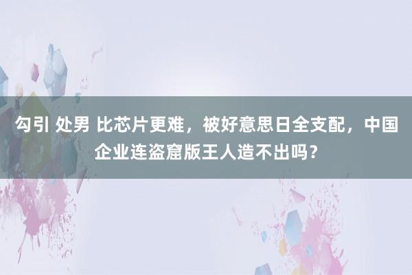 勾引 处男 比芯片更难，被好意思日全支配，中国企业连盗窟版王人造不出吗？