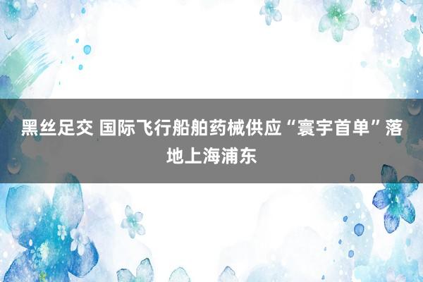 黑丝足交 国际飞行船舶药械供应“寰宇首单”落地上海浦东