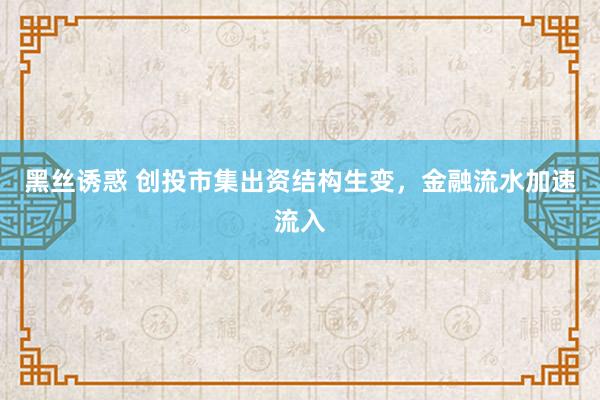 黑丝诱惑 创投市集出资结构生变，金融流水加速流入