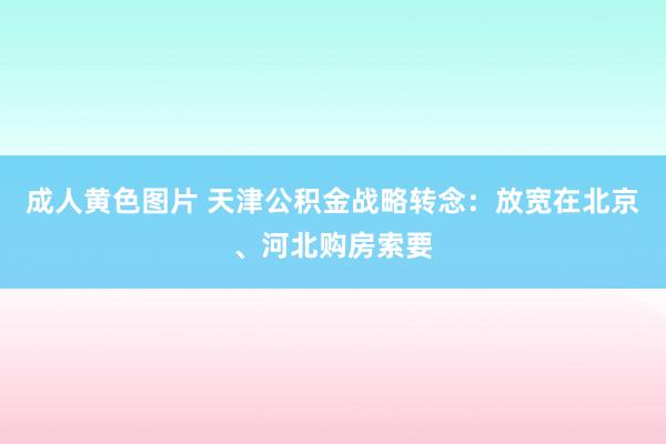 成人黄色图片 天津公积金战略转念：放宽在北京、河北购房索要