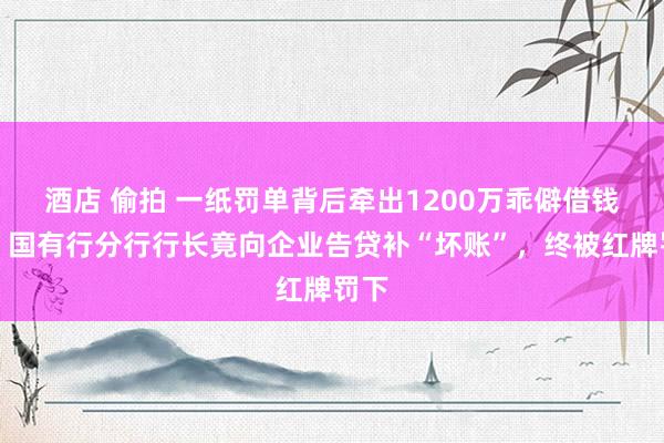 酒店 偷拍 一纸罚单背后牵出1200万乖僻借钱案，国有行分行行长竟向企业告贷补“坏账”，终被红牌罚下