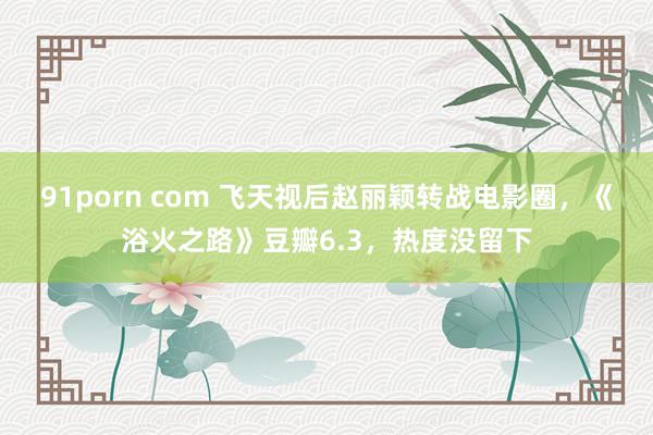 91porn com 飞天视后赵丽颖转战电影圈，《浴火之路》豆瓣6.3，热度没留下