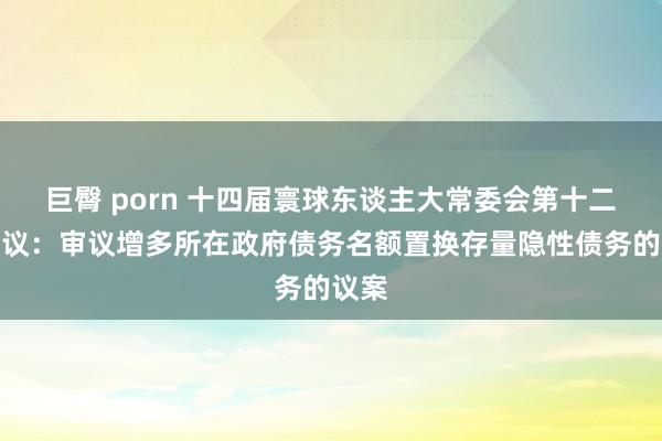 巨臀 porn 十四届寰球东谈主大常委会第十二次会议：审议增多所在政府债务名额置换存量隐性债务的议案