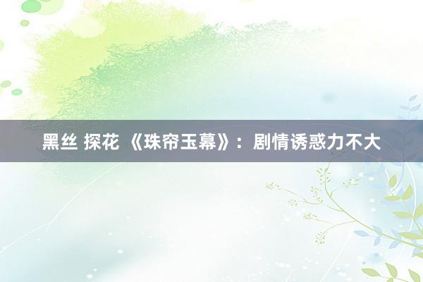 黑丝 探花 《珠帘玉幕》：剧情诱惑力不大