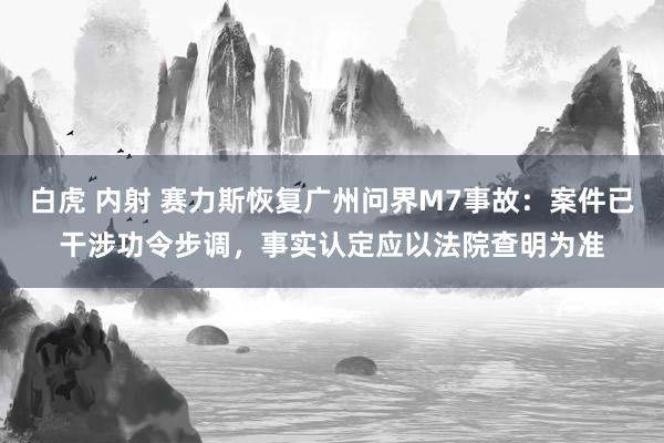 白虎 内射 赛力斯恢复广州问界M7事故：案件已干涉功令步调，事实认定应以法院查明为准