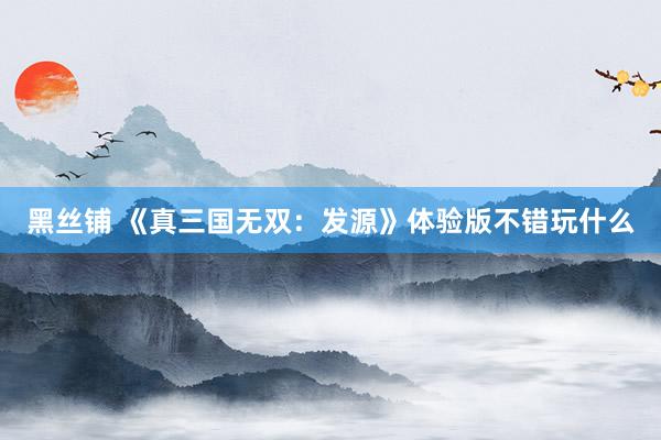 黑丝铺 《真三国无双：发源》体验版不错玩什么