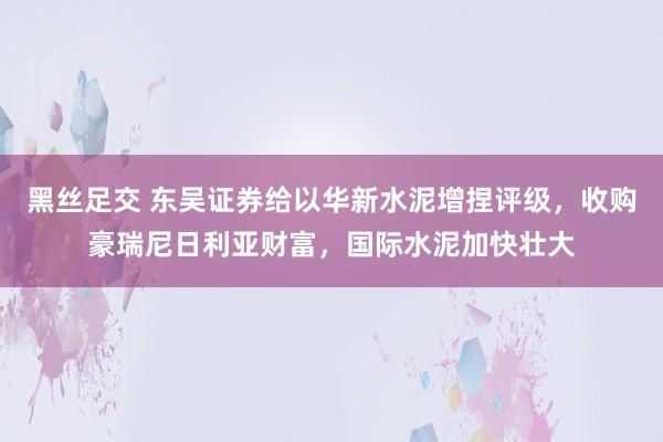 黑丝足交 东吴证券给以华新水泥增捏评级，收购豪瑞尼日利亚财富，国际水泥加快壮大