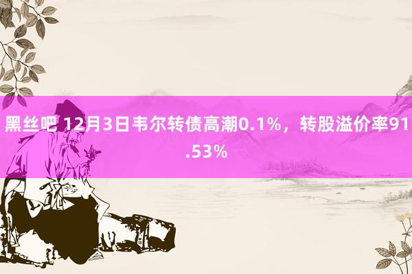 黑丝吧 12月3日韦尔转债高潮0.1%，转股溢价率91.53%