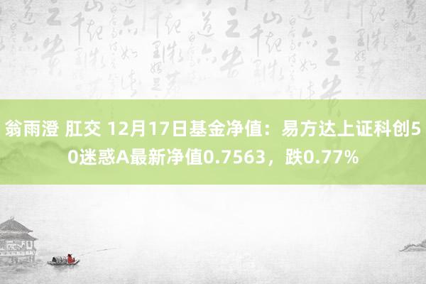 翁雨澄 肛交 12月17日基金净值：易方达上证科创50迷惑A最新净值0.7563，跌0.77%