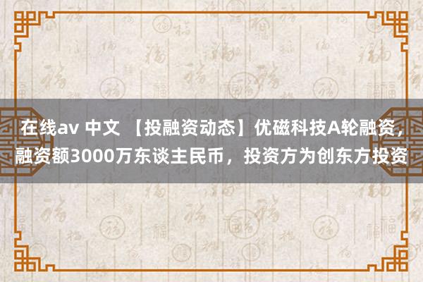 在线av 中文 【投融资动态】优磁科技A轮融资，融资额3000万东谈主民币，投资方为创东方投资