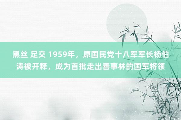 黑丝 足交 1959年，原国民党十八军军长杨伯涛被开释，成为首批走出善事林的国军将领