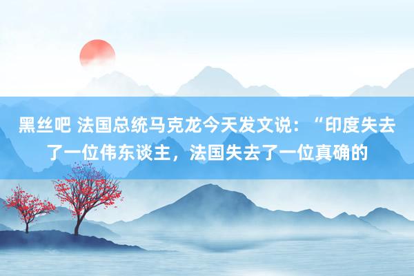 黑丝吧 法国总统马克龙今天发文说：“印度失去了一位伟东谈主，法国失去了一位真确的