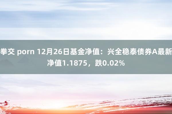 拳交 porn 12月26日基金净值：兴全稳泰债券A最新净值1.1875，跌0.02%