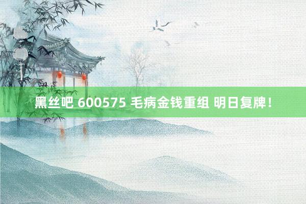 黑丝吧 600575 毛病金钱重组 明日复牌！