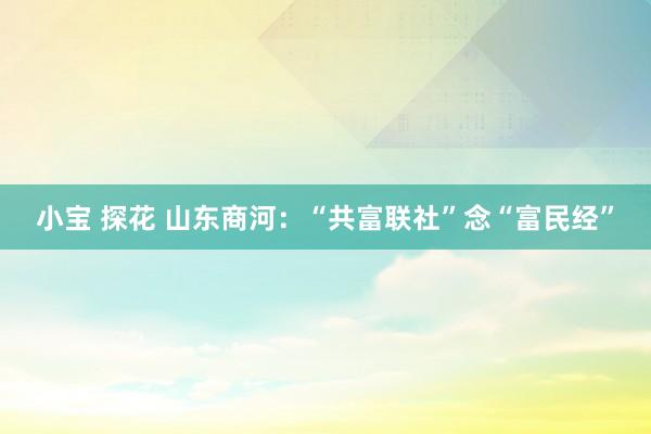 小宝 探花 山东商河：“共富联社”念“富民经”