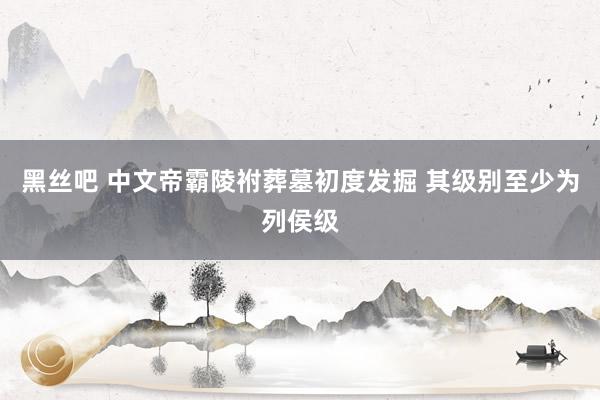 黑丝吧 中文帝霸陵祔葬墓初度发掘 其级别至少为列侯级