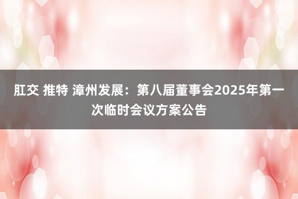 肛交 推特 漳州发展：第八届董事会2025年第一次临时会议方案公告